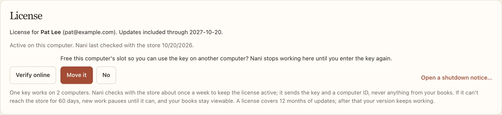 Move my license asks first.